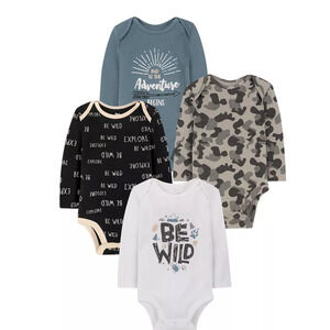 Koala Baby 4 Pack  Boys Assorted Adventure Long Sleeve Bodysuits Newborn NWT